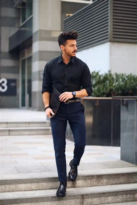 navy blue shirt combination pant.